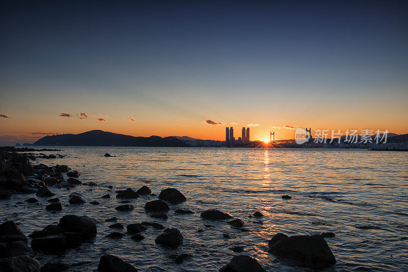 Gwangandaegyo Diamond Bridge Sunset，广安大桥釜山